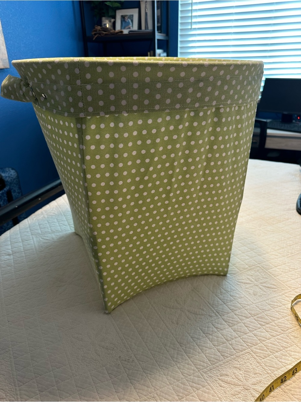 Pottery Barn Kids | Green Polka Dot Fabric Storage Bin